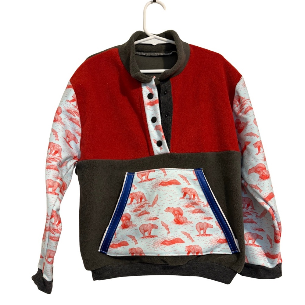 Kids Red and Gray Sweater with Animal Print